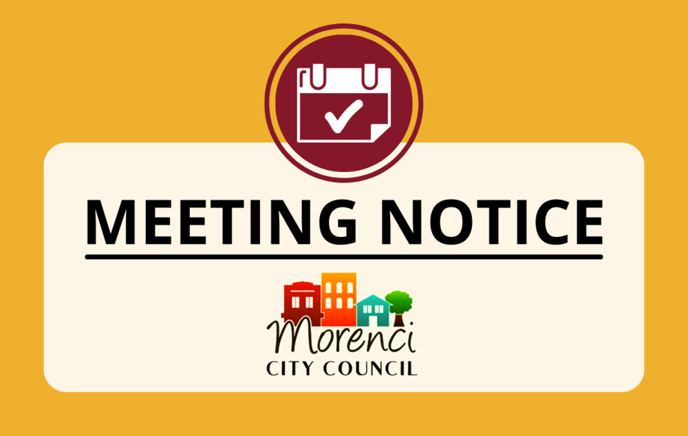 Morenci City Council meeting notice for September 12, 2022, at 7:30 PM