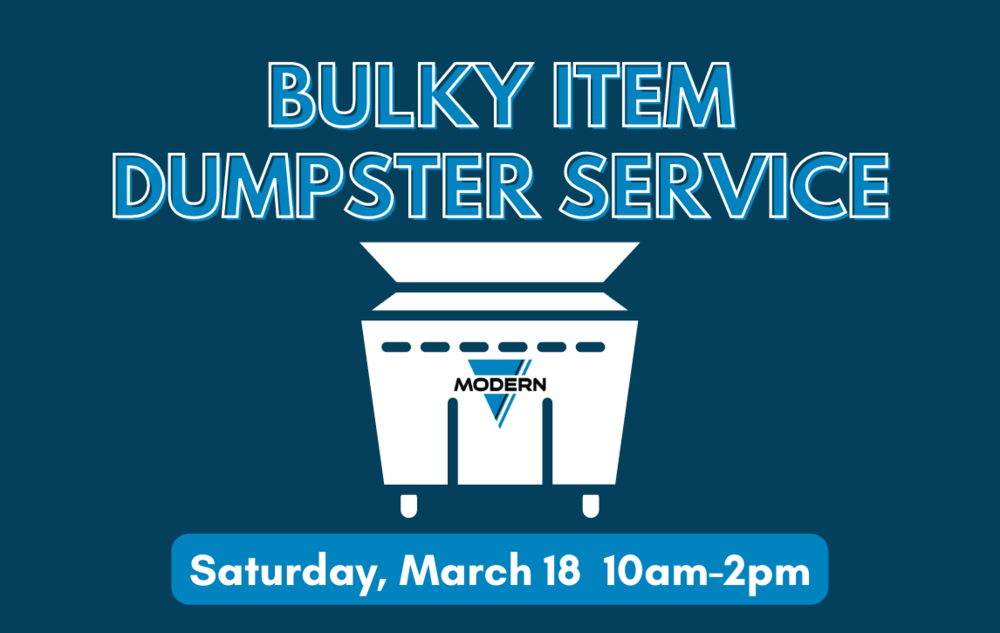 The City of Morenci is providing a dumpster for bulky item dumping this Saturday, March 18, from 10 a.m. until 2 p.m. at the DPW facility located at 597 W. Chestnut St. (behind Wakefield Park).  Residents may dispose of up to two bulky items per primary household. Check in will occur with a DPW laborer prior to dumping. Only one trip is allowed per primary household and the bulky items must have been generated from that residence. IDs will be verified and recorded, and violators will be turned away. This service is free of charge. No transportation is provided.  For a list of acceptable and unacceptable items, please visit our website.
