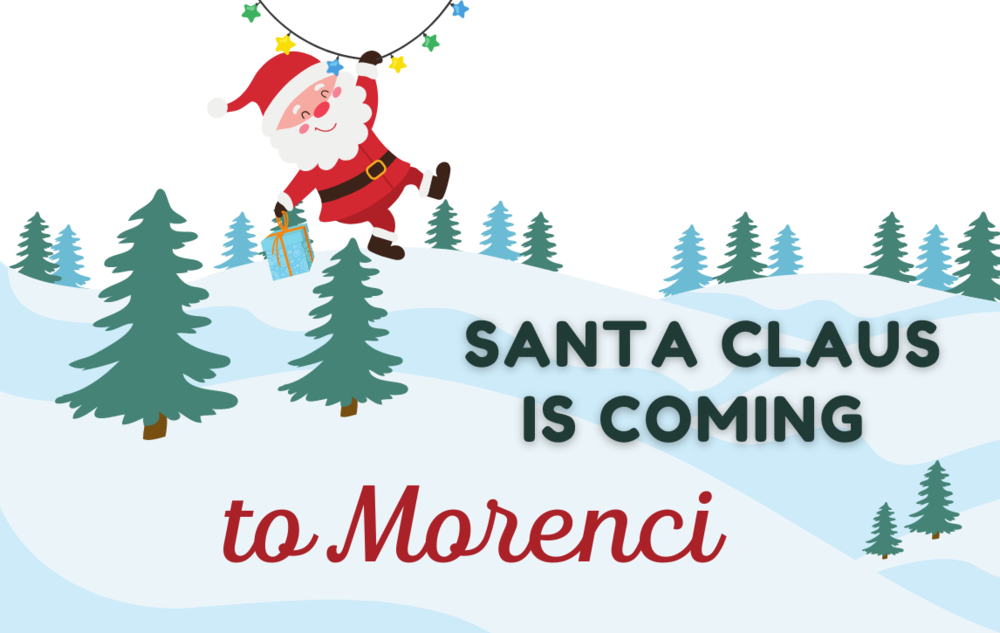 Holiday Festivities in Morenci on Saturday December 3rd include Shakes with Santa at The Healthy Spot from 9:30am until 12:30p,. the Lighted Holiday Parade at 6pm, followed by the Community Christmas Tree Lighting at Wakefield Park, and Visit with Santa at Morenci Fire Hall. 